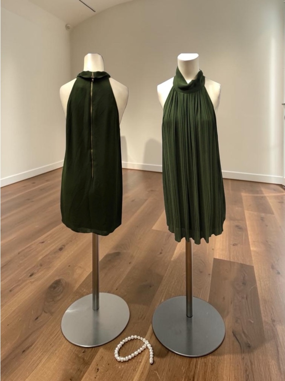 Naked Zebra, dress, Green, pleated style, size L.:
